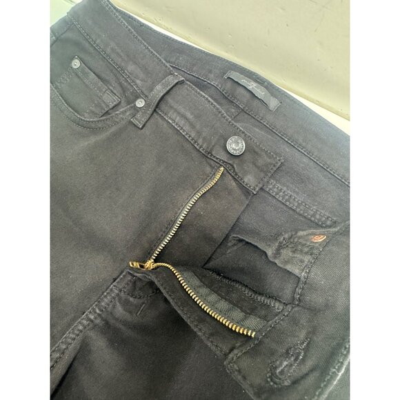 7 For All Mankind Dojo Womens Jeans 31X30 Flare Leg Black Denim Wide Leg Stretch - Picture 6 of 13